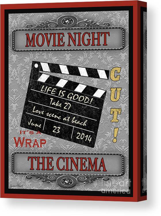 Home Theater Canvas Print featuring the painting Movie Night-JP2205 by Jean Plout