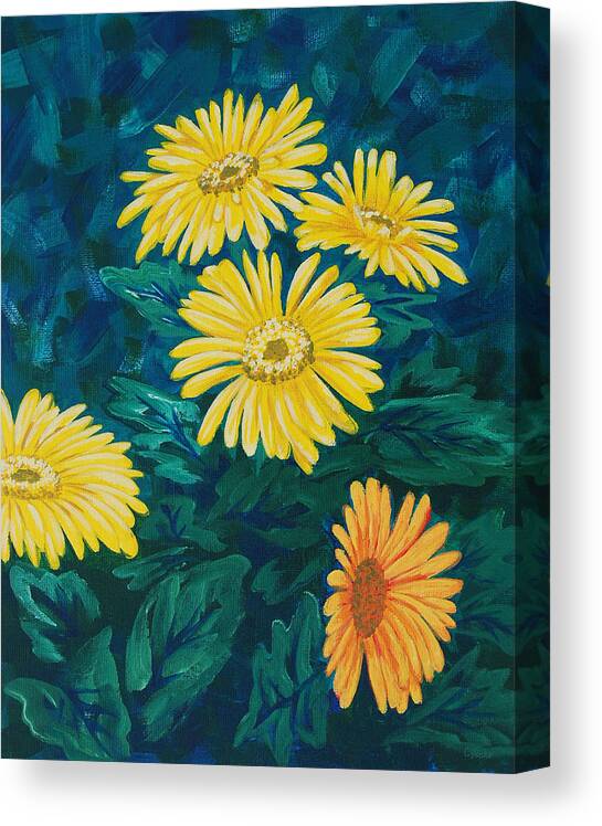 Flower Canvas Print featuring the painting Mums by Cheryl Fecht