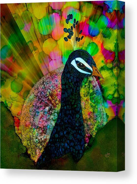 Peacock Canvas Print featuring the painting Murugan's Party by Eli Tynan