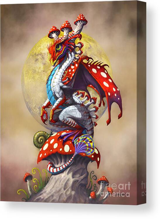 Dragon Canvas Print featuring the digital art Mushroom Dragon by Stanley Morrison