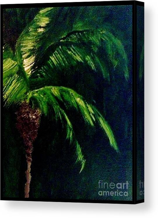 Tree Art Prints Canvas Print featuring the painting My Green Palm by James Daugherty