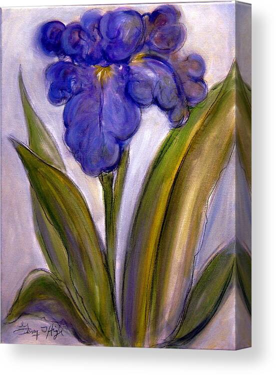 Purple Iris Canvas Print featuring the painting My Iris by Gerry High