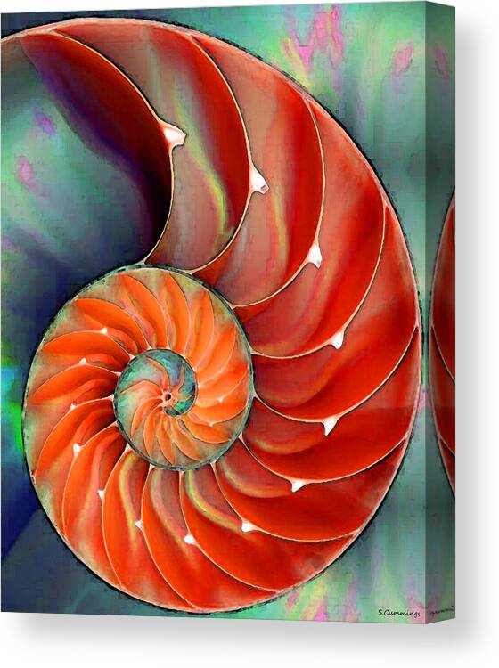 Nautilus Canvas Print featuring the painting Nautilus Shell - Nature's Perfection by Sharon Cummings