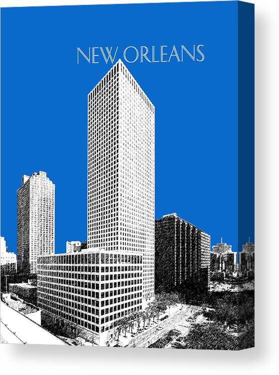 Architecture Canvas Print featuring the digital art New Orleans Skyline - Blue by DB Artist