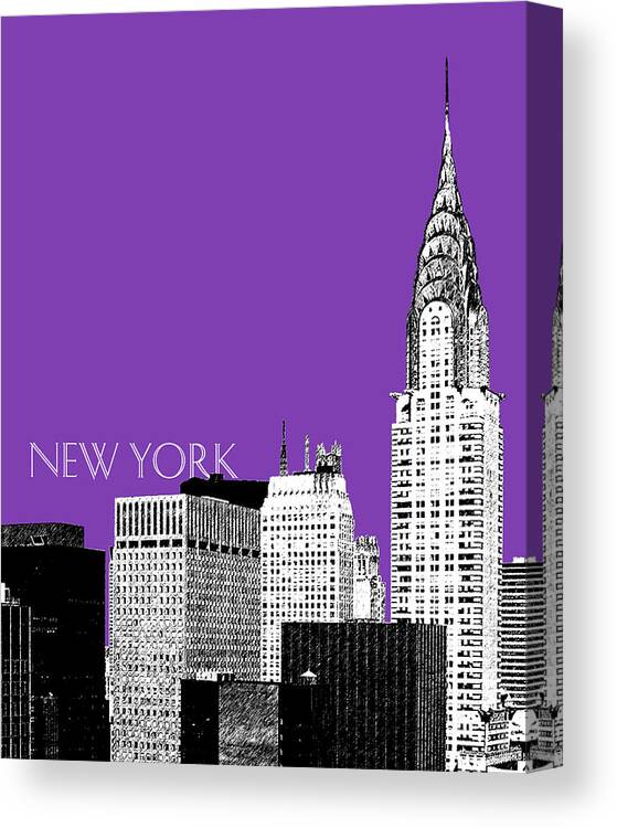 Architecture Canvas Print featuring the digital art New York Skyline Chrysler Building - Purple by DB Artist