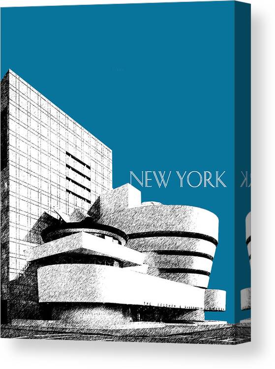 Architecture Canvas Print featuring the digital art New York Skyline Guggenheim Art Museum - Steel Blue by DB Artist