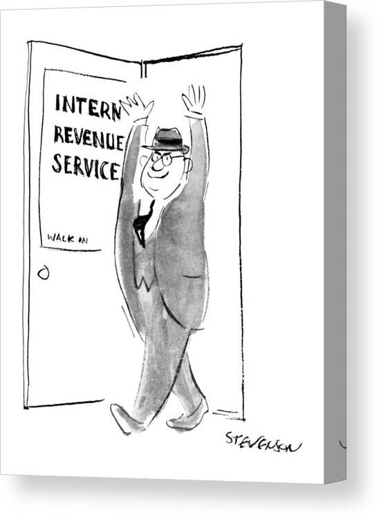 Money Canvas Print featuring the drawing New Yorker December 19th, 1964 by James Stevenson
