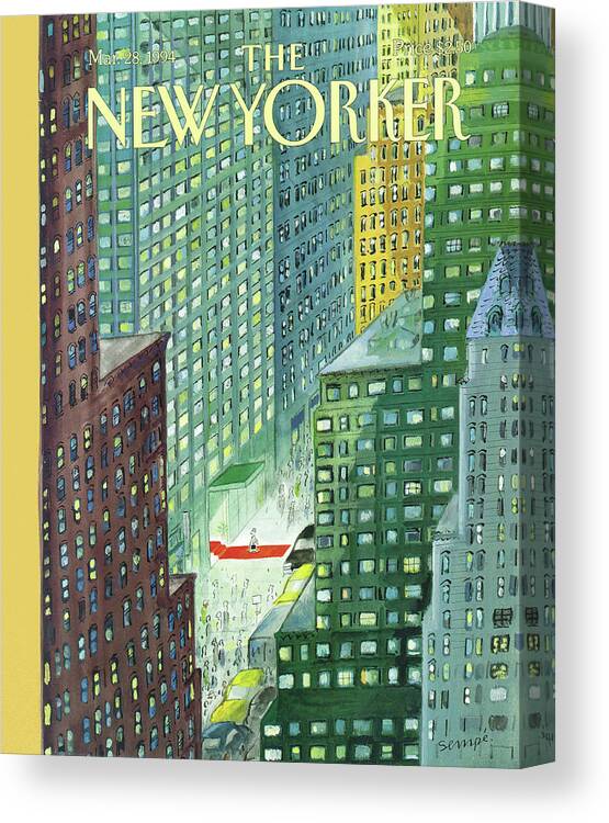 Red Carpet Canvas Print featuring the painting New Yorker March 28th, 1994 by Jean-Jacques Sempe