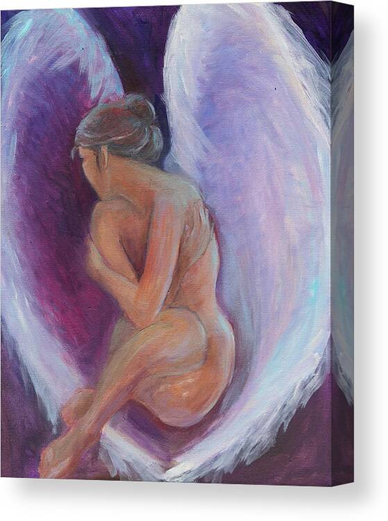 Angel Canvas Print featuring the painting Night Angel by Gwen Carroll