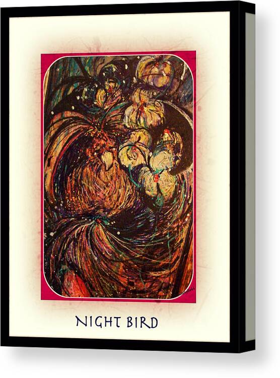 Bird Canvas Print featuring the mixed media Night Bird by YoMamaBird Rhonda