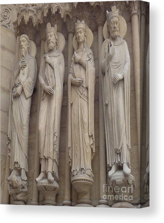 Paris Canvas Print featuring the photograph Notre Dame Cathedral Saints by Deborah Smolinske