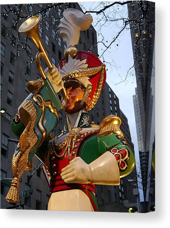 Nyc Canvas Print featuring the photograph NYC - Rockerfeller Bugler by Richard Reeve