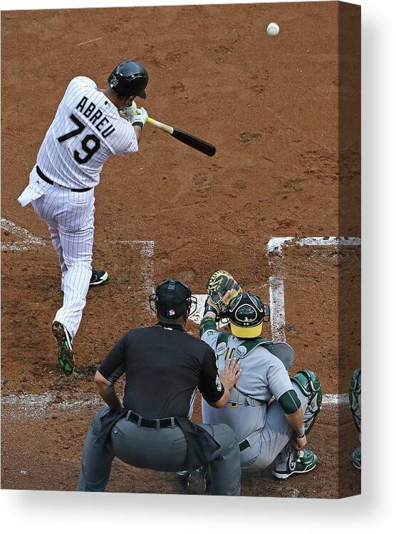 American League Baseball Canvas Print featuring the photograph Oakland Athletics V Chicago White Sox by Jonathan Daniel