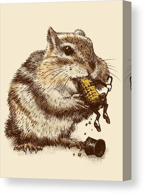 Chipmunk Canvas Print featuring the drawing Occupational Hazard by Eric Fan