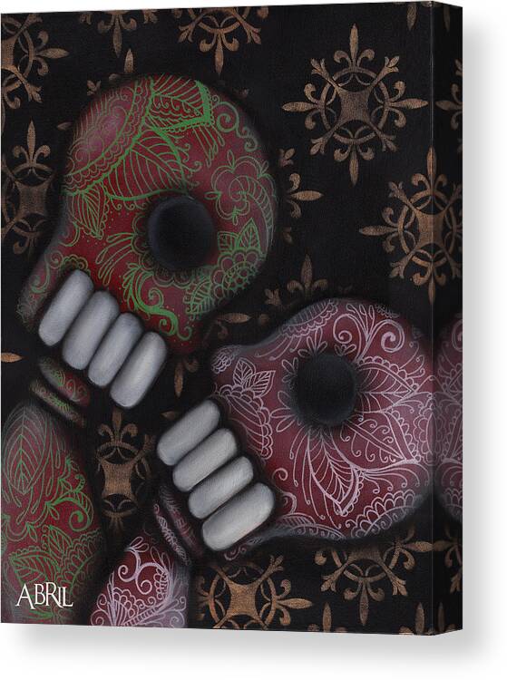 Day Of The Dead Canvas Print featuring the painting Oh el Amor by Abril Andrade