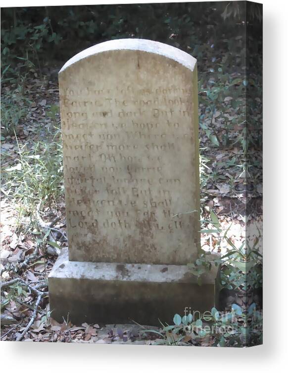 Cemetary Canvas Print featuring the photograph Old Tombstone by Cathy Lindsey