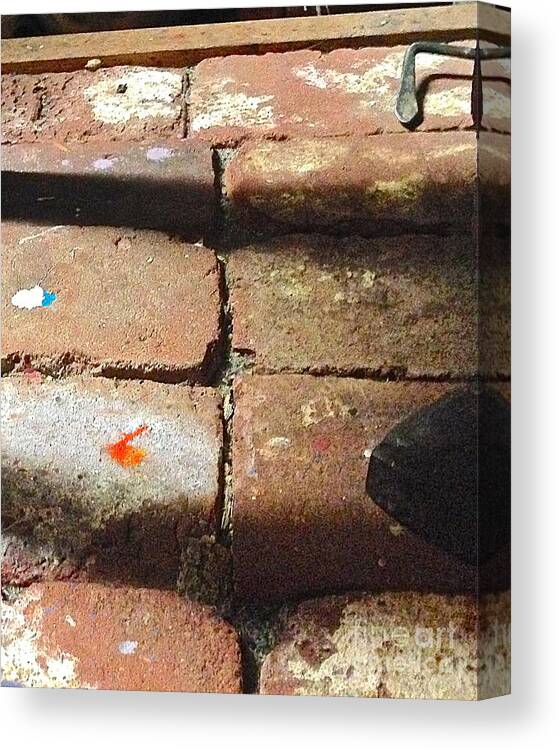 Brick Prints Canvas Print featuring the photograph One brick at a time by Delona Seserman
