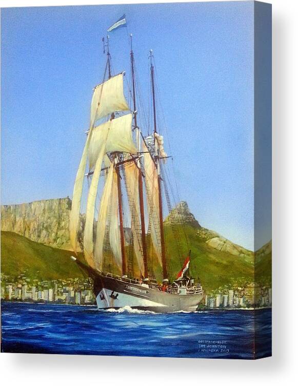 Dutch Tallship Canvas Print featuring the painting Oosterschelde by Tim Johnson
