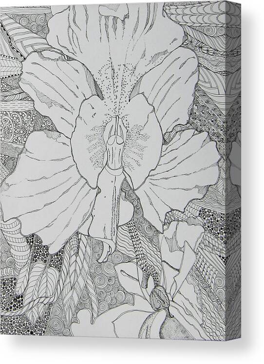 Orchid Canvas Print featuring the drawing Orchid in Disguise by Terry Holliday