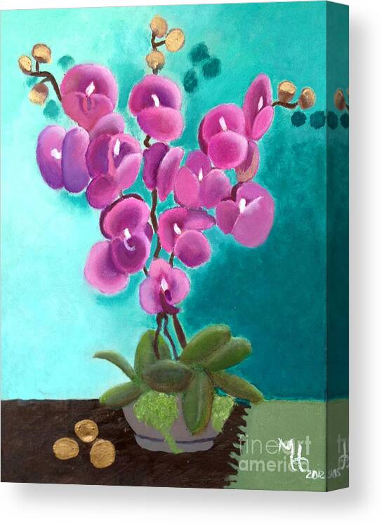 Outstanding Orchids Canvas Print featuring the painting Outstanding Orchids by Margaret Harmon