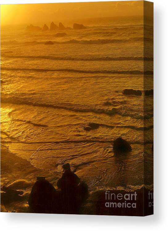 Dave Welling Canvas Print featuring the photograph Pacific Ocean Sunset Bandon Beach Oregon by Dave Welling