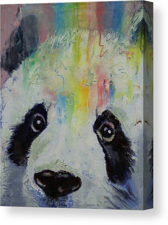 Panda Canvas Print featuring the painting Panda Rainbow by Michael Creese
