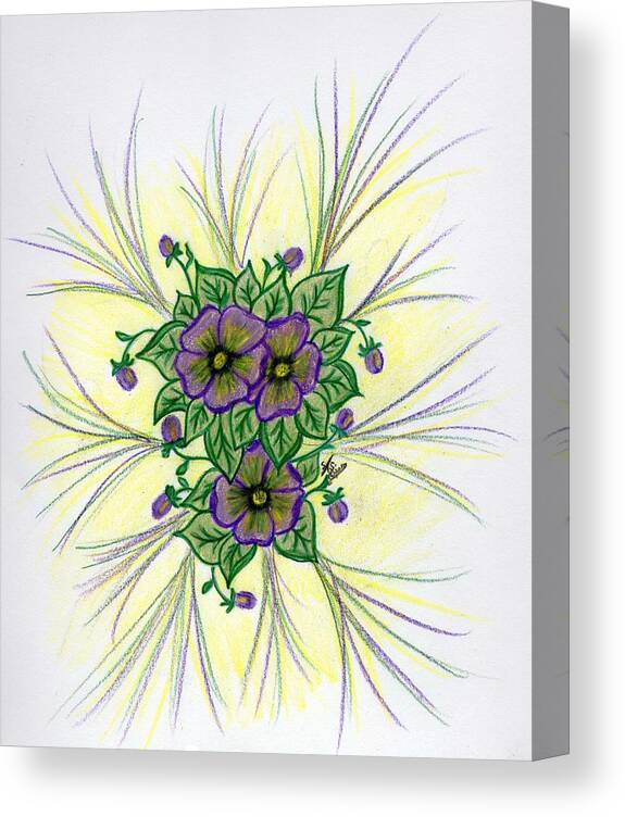 Pansy Canvas Print featuring the drawing Pansies by Susan Turner Soulis