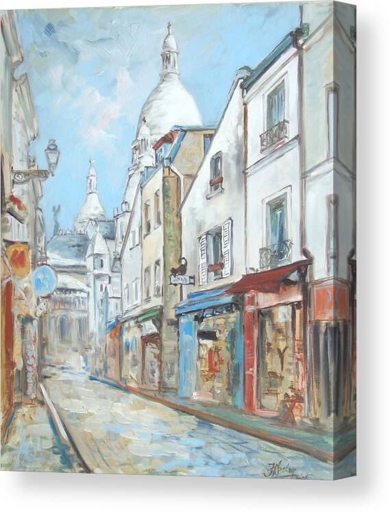 Paris Canvas Print featuring the painting Paris - Montmartre by Irek Szelag