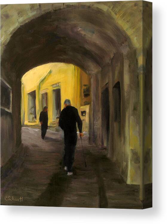Tunnel Canvas Print featuring the painting Passage by Connie Schaertl