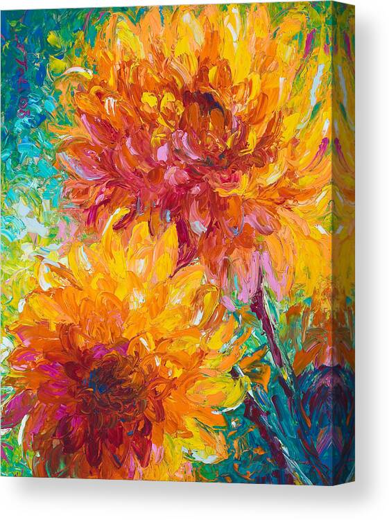 Dahlia Canvas Print featuring the painting Passion by Talya Johnson