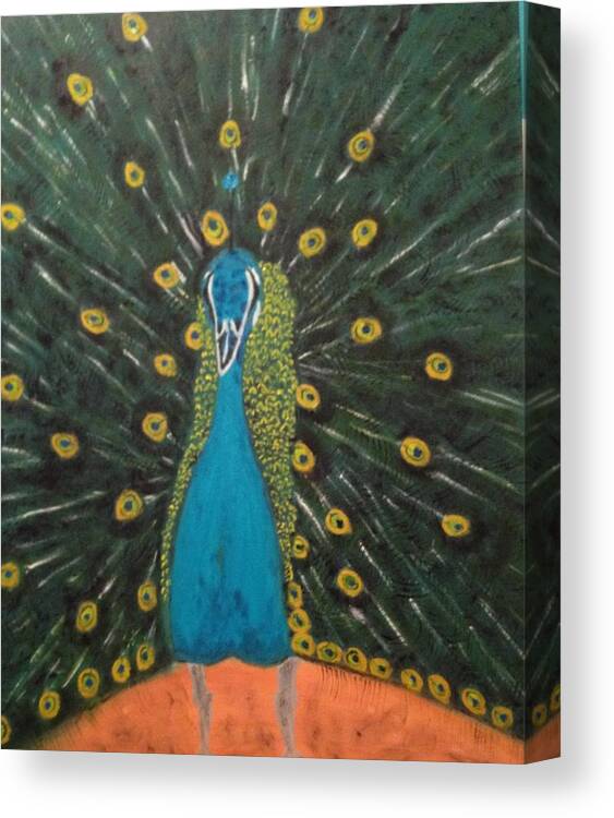 Peacock Canvas Print featuring the painting Peacock by Brindha Naveen