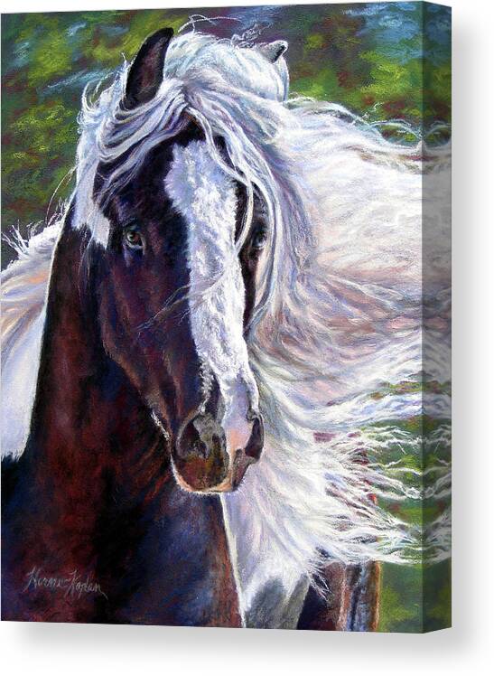 Animals Canvas Print featuring the painting Pearlie King Gypsy Vanner Stallion by Denise Horne-Kaplan