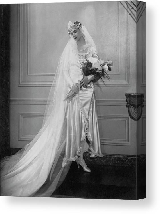 Accessories Canvas Print featuring the photograph Peggy Fish Wearing A Wedding Dress by Edward Steichen
