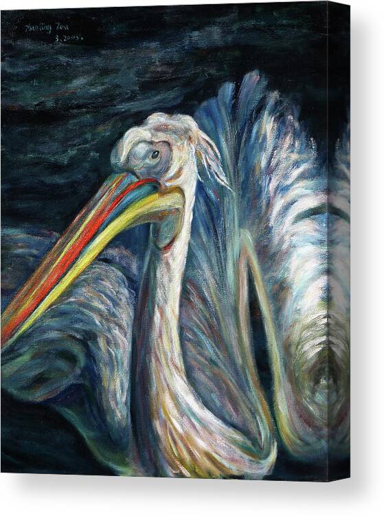 Canvas Print featuring the painting Pelican by Xueling Zou