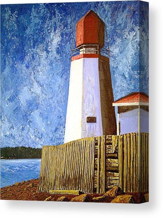 Sea Canvas Print featuring the painting Pendlebury Lighthouse by Michael Graham