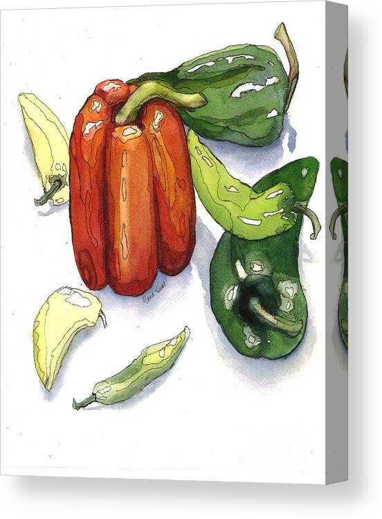 Vegetables Canvas Print featuring the painting Fajita Fiesta by Maria Hunt