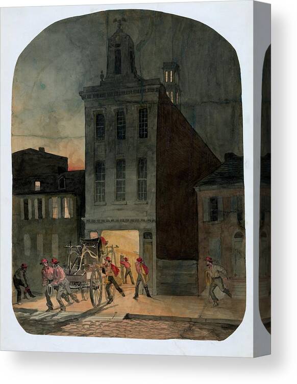 Human Canvas Print featuring the photograph Philadelphia Firehouse by Library Of Congress