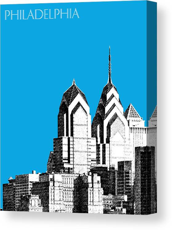 Architecture Canvas Print featuring the digital art Philadelphia Skyline Liberty Place 1 - Ice Blue by DB Artist