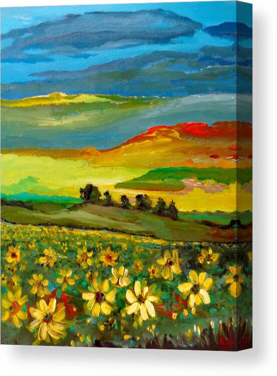 Landscape Scene Canvas Print featuring the painting Philosophy of Colors by Ray Khalife