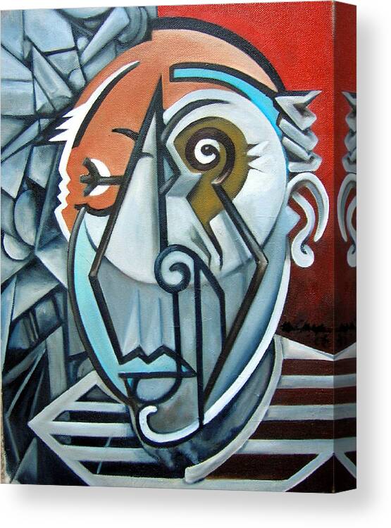 Picasso Cubism Portrait Red Canvas Print featuring the painting Picasso Bust by Martel Chapman