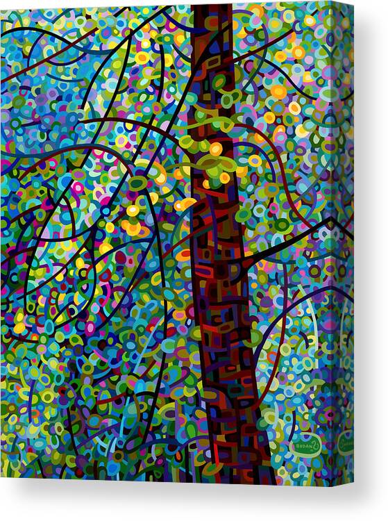 Vertical Canvas Print featuring the painting Pine Sprites by Mandy Budan