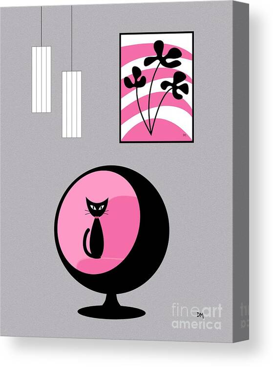 Pink Canvas Print featuring the digital art Pink 3 on Gray by Donna Mibus