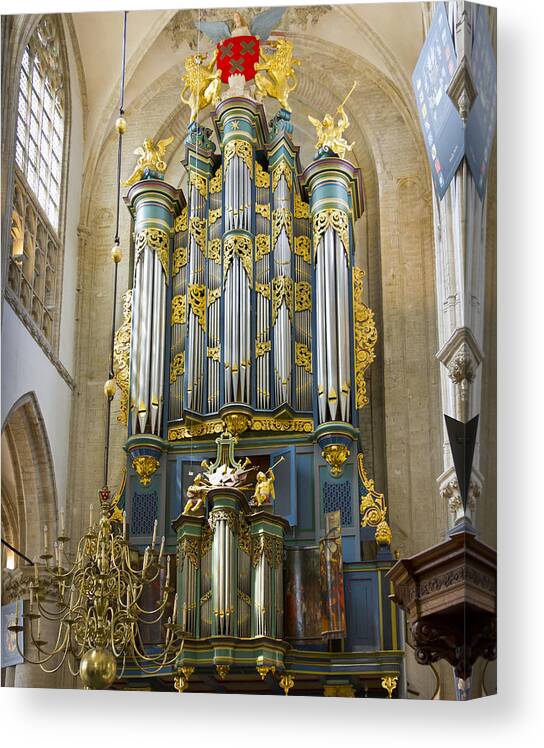 Breda Canvas Print featuring the photograph Pipe organ in Breda Grote Kerk by Jenny Setchell