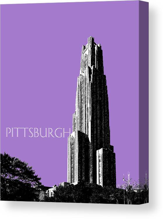 Architecture Canvas Print featuring the digital art Pittsburgh Skyline Cathedral of Learning - Violet by DB Artist
