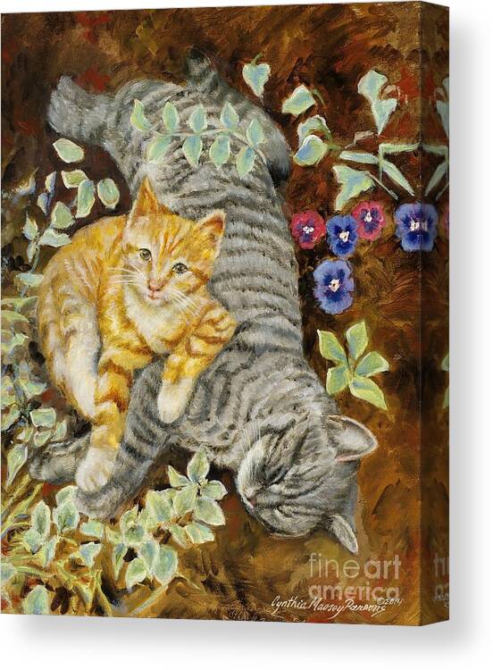 Wall Art Canvas Print featuring the painting Please Wake Up It's Time to Play by Cynthia Parsons
