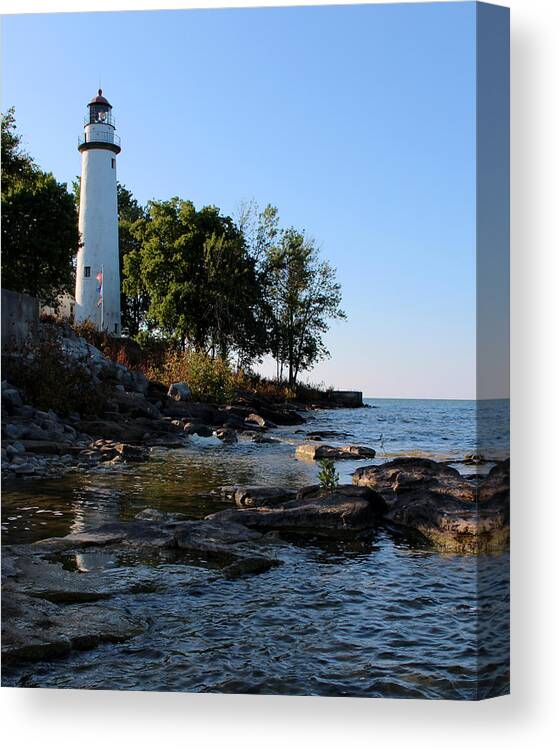 Light Canvas Print featuring the photograph Pointe Aux Barques Lighthouse 1 by George Jones