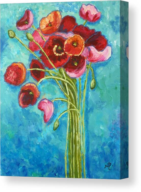 Poppies Canvas Print featuring the painting Poppies by Amelie Simmons