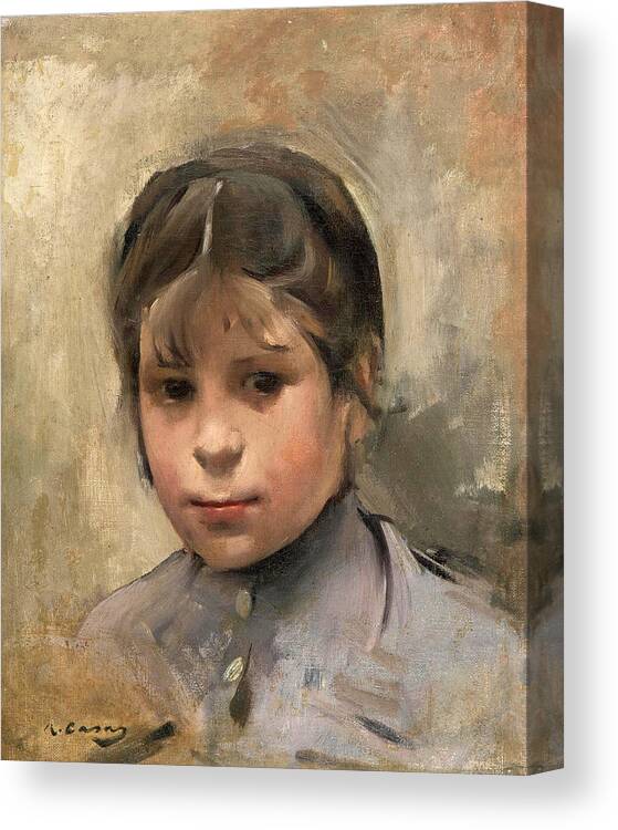 Ramon Casas Canvas Print featuring the painting Portrait of a Girl by Ramon Casas