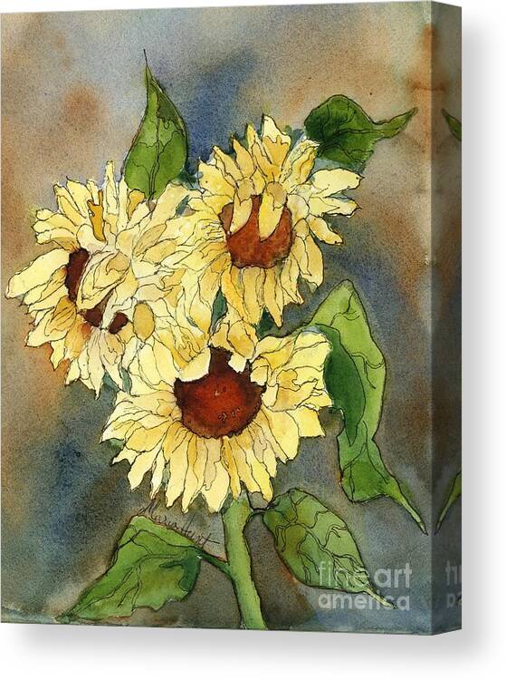 Sunflowers Canvas Print featuring the painting Portrait of Sunflowers by Maria Hunt