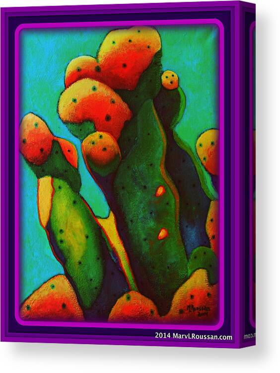 Cactus Canvas Print featuring the painting Prickly Pear II SOLD by MarvL Roussan